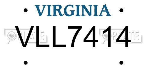 VLL7414 Virginia License Plate