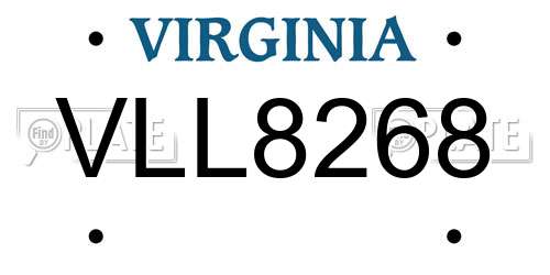 VLL8268 Virginia License Plate