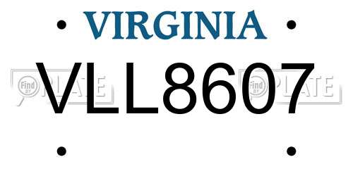 VLL8607 Virginia License Plate