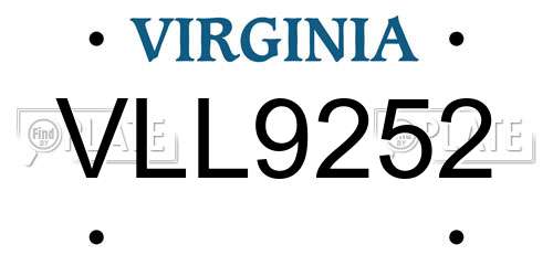 VLL9252 Virginia License Plate