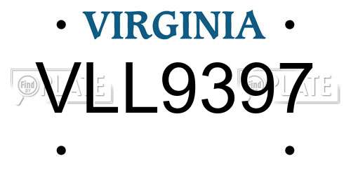 VLL9397 Virginia License Plate