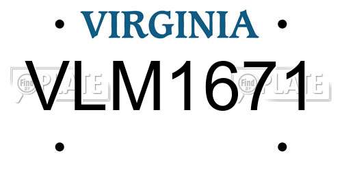 VLM1671 Virginia License Plate