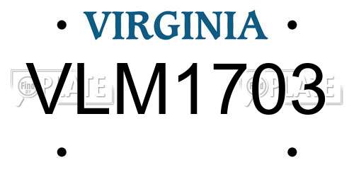 VLM1703 Virginia License Plate