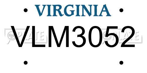 VLM3052 Virginia License Plate