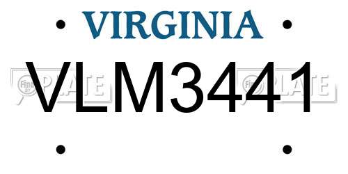 VLM3441 Virginia License Plate