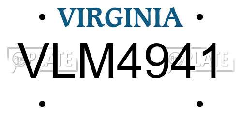 VLM4941 Virginia License Plate