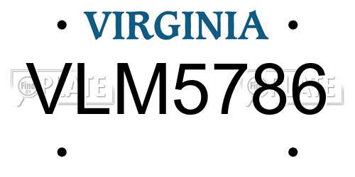 VLM5786 Virginia License Plate