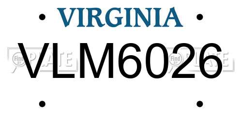 VLM6026 Virginia License Plate
