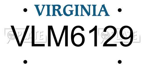 VLM6129 Virginia License Plate