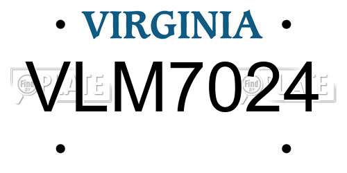 VLM7024 Virginia License Plate