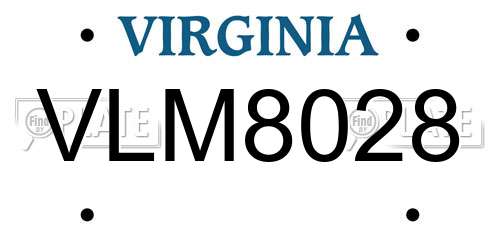 VLM8028 Virginia License Plate