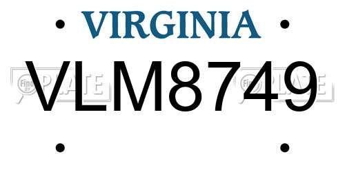 VLM8749 Virginia License Plate
