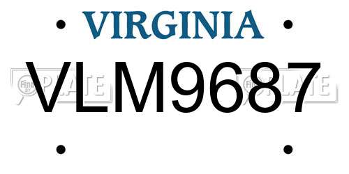 VLM9687 Virginia License Plate