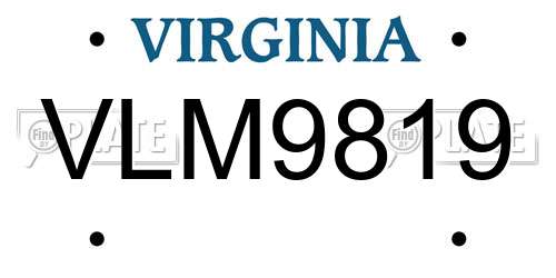 VLM9819 Virginia License Plate