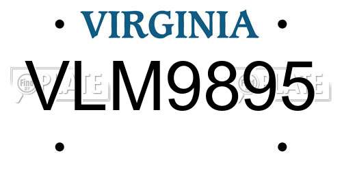 VLM9895 Virginia License Plate