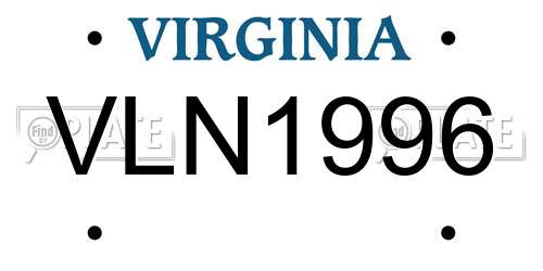 VLN1996 Virginia License Plate
