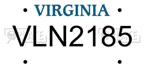VLN2185 Virginia License Plate