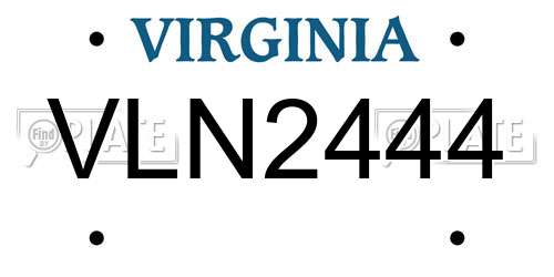VLN2444 Virginia License Plate