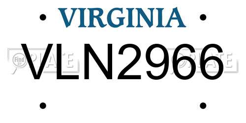VLN2966 Virginia License Plate