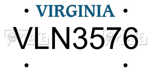 VLN3576 Virginia License Plate