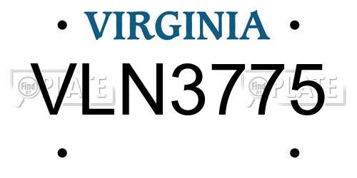 VLN3775 Virginia License Plate