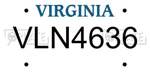 VLN4636 Virginia License Plate