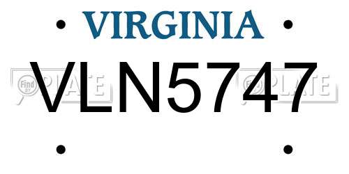 VLN5747 Virginia License Plate