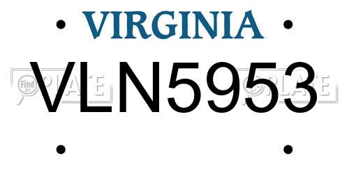 VLN5953 Virginia License Plate