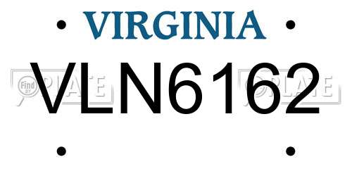VLN6162 Virginia License Plate
