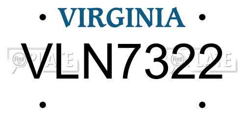VLN7322 Virginia License Plate