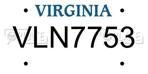 VLN7753 Virginia License Plate