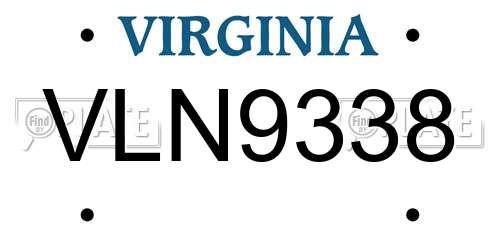 VLN9338 Virginia License Plate