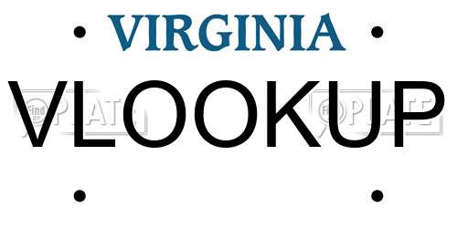 VLOOKUP Virginia License Plate