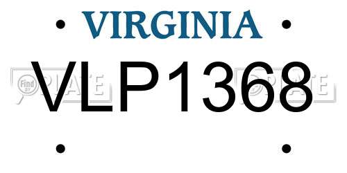 VLP1368 Virginia License Plate