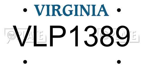 VLP1389 Virginia License Plate