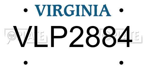 VLP2884 Virginia License Plate