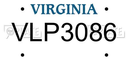 VLP3086 Virginia License Plate