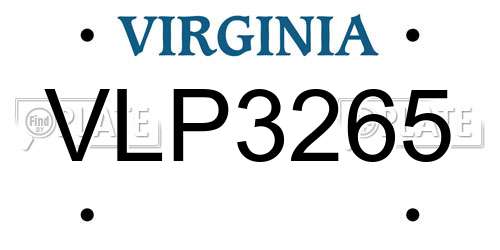 VLP3265 Virginia License Plate