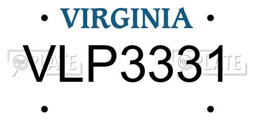 VLP3331 Virginia License Plate