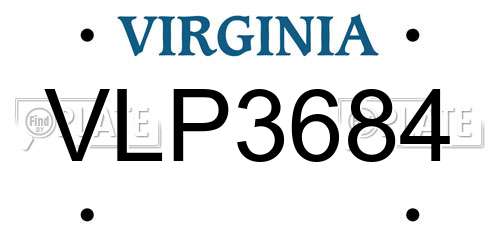 VLP3684 Virginia License Plate