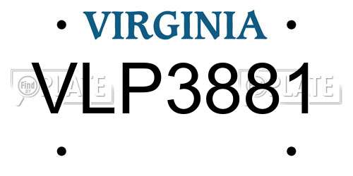 VLP3881 Virginia License Plate
