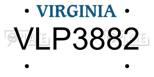 VLP3882 Virginia License Plate