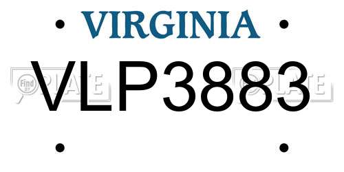 VLP3883 Virginia License Plate