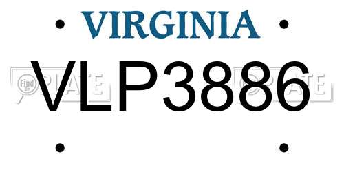 VLP3886 Virginia License Plate