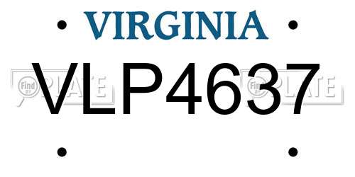 VLP4637 Virginia License Plate