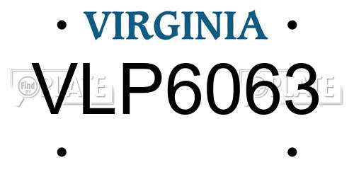 VLP6063 Virginia License Plate