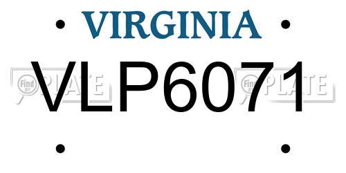 VLP6071 Virginia License Plate