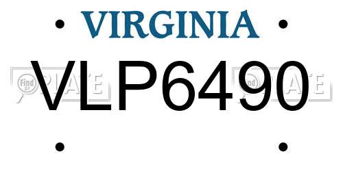 VLP6490 Virginia License Plate