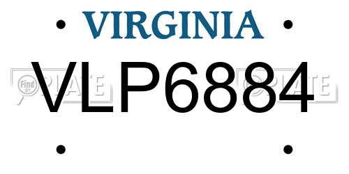 VLP6884 Virginia License Plate