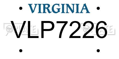 VLP7226 Virginia License Plate